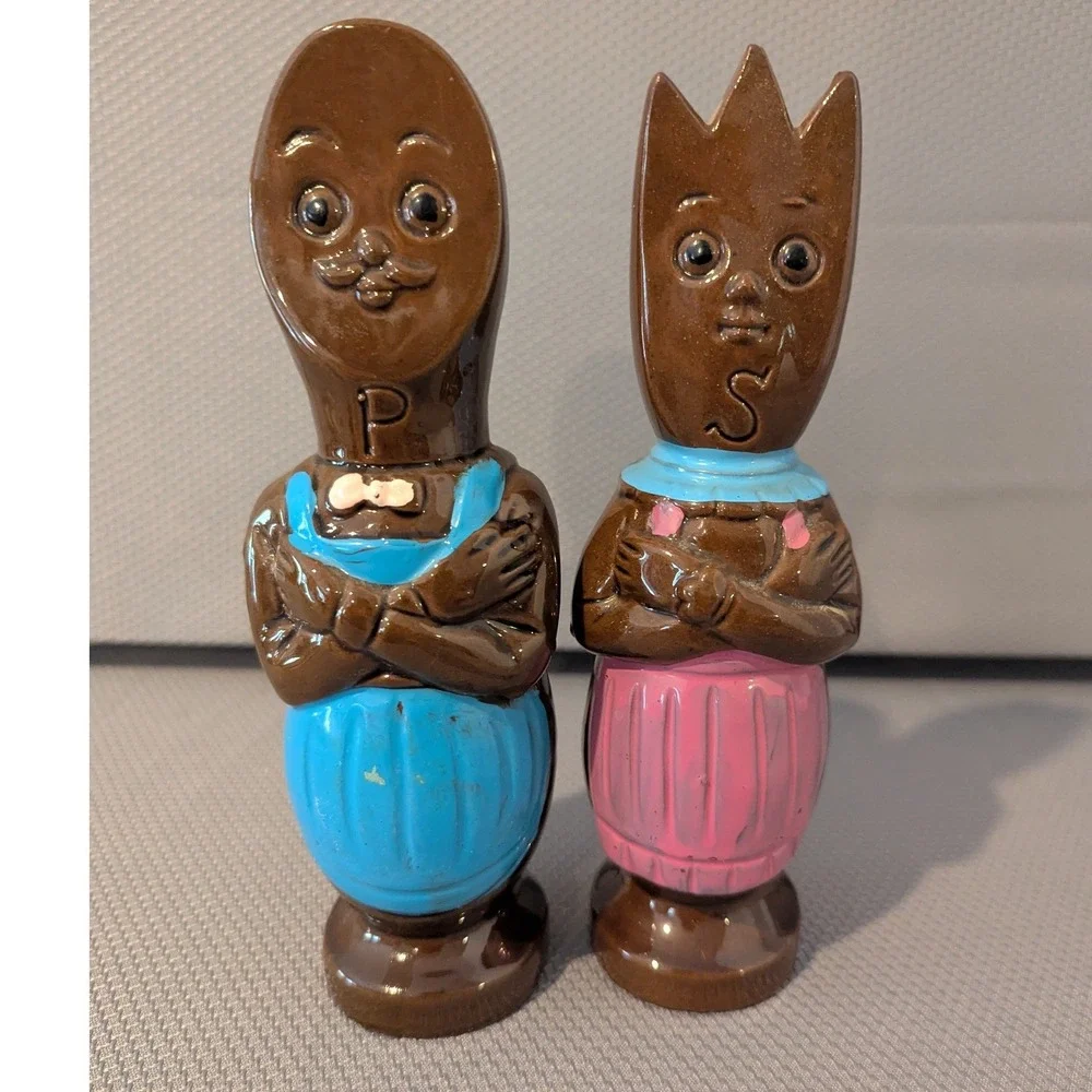 Vintage Anthropomorphic Spoon and Fork Salt and Pepper Shakers Set Large Japan